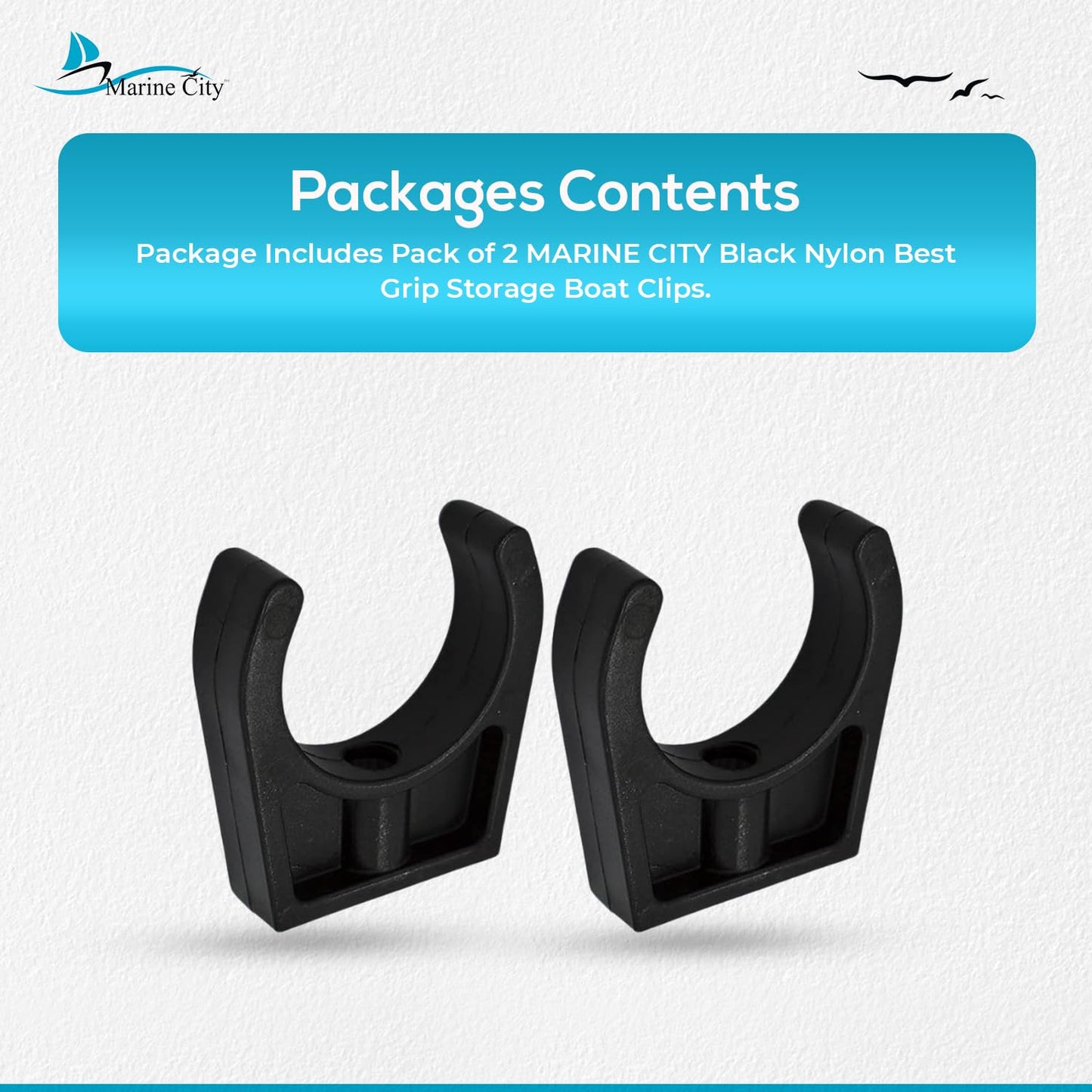 Marine City Best Grip Storage Boat Clips de nailon negro, peso ligero, fácil acceso, ganchos de almacenamiento de escalera de 1-3/4 pulgadas con diseño suave y elegante para barcos, barcos marinos (paquete de 2)