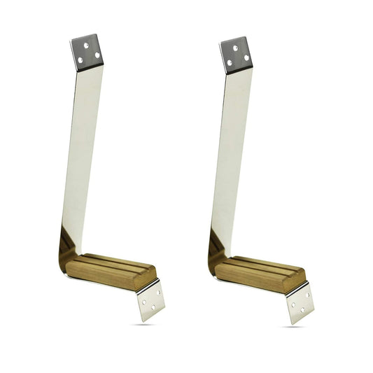Marine City Teak Mast Step – Stainless Steel with Anti-Skid 12" x 5" Teak Pad