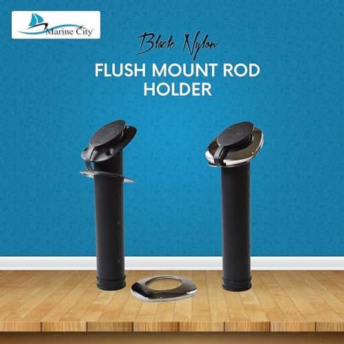 MARINE CITY Black Nylon Flush Mount Rod Holder – UV Stabilized 30° (Pack of 2)