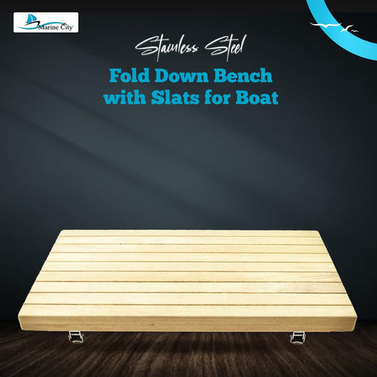 Marine City Solid Teak Wall Mount Fold Down Seat 24” × 13” with Brackets
