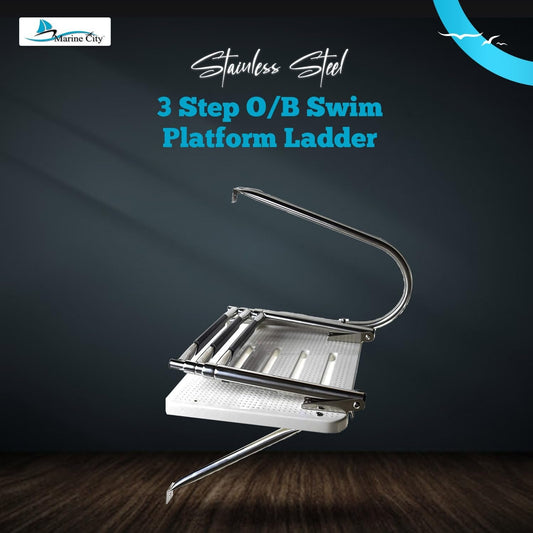 Marine City 304 Stainless Steel 3-Step O/B Swim Platform Telescoping Boat Ladder Marine City