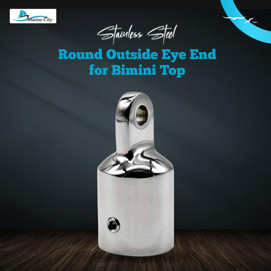 Marine City 316 Stainless Steel Round Outside Eye End for Bimini Top (Pack of 2)