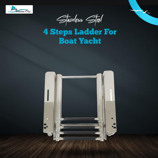 Marine City 4-Step Telescoping Ladder with Retractable Handrail Stainless Steel MARINE CITY
