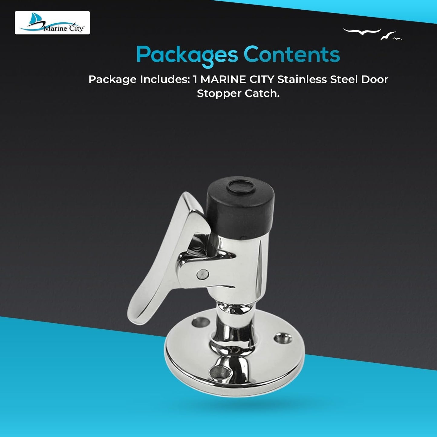 Marine City Stainless Steel Door Stopper Catch Set – Soft Stop, Anti-Collision Marine City