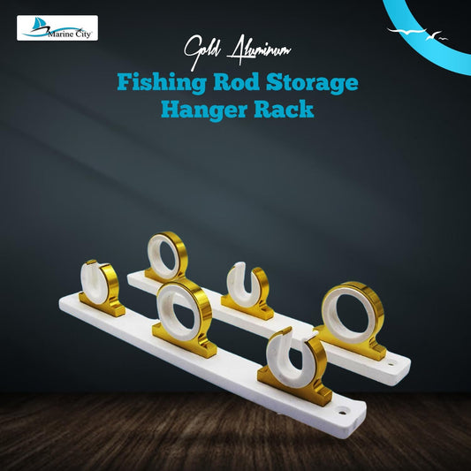 Marine City 3-Rod Reel Fishing Rod Storage Hanger Rack – Aluminum Bright Gold