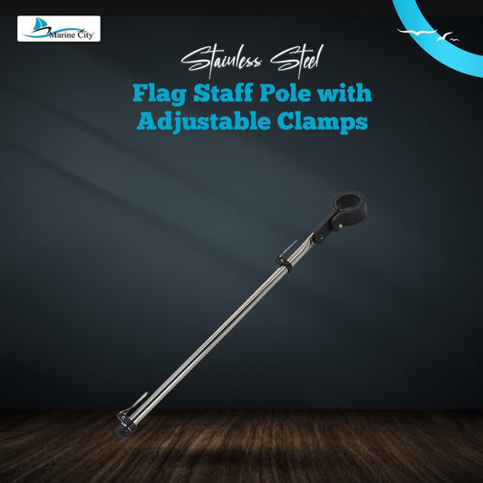 Marine City Stainless Steel Rail Mount Flag Staff Pole – Adjustable Nylon Clamp MARINE CITY