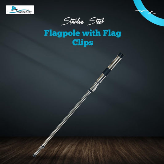 Marine City 304 Stainless Steel 41” Flagpole with Clips – 1.25” Base Diameter MARINE CITY