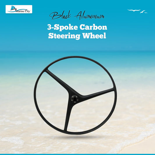 Marine City 925mm Carbon Fiber Steering Wheel, Wavy 3-Spoke Design, Leather Grip