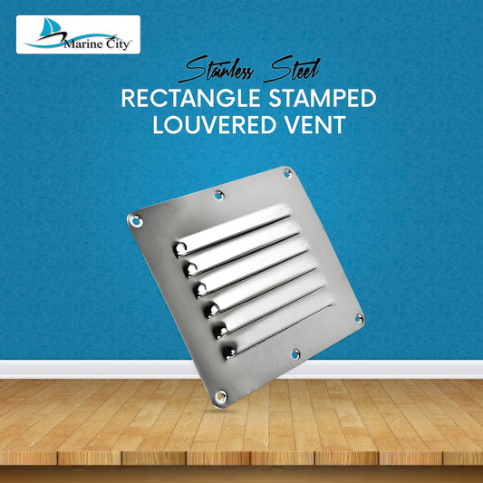 Marine City 304 Stainless Steel Rectangle Stamped Louvered Vent – (Pack of 4)