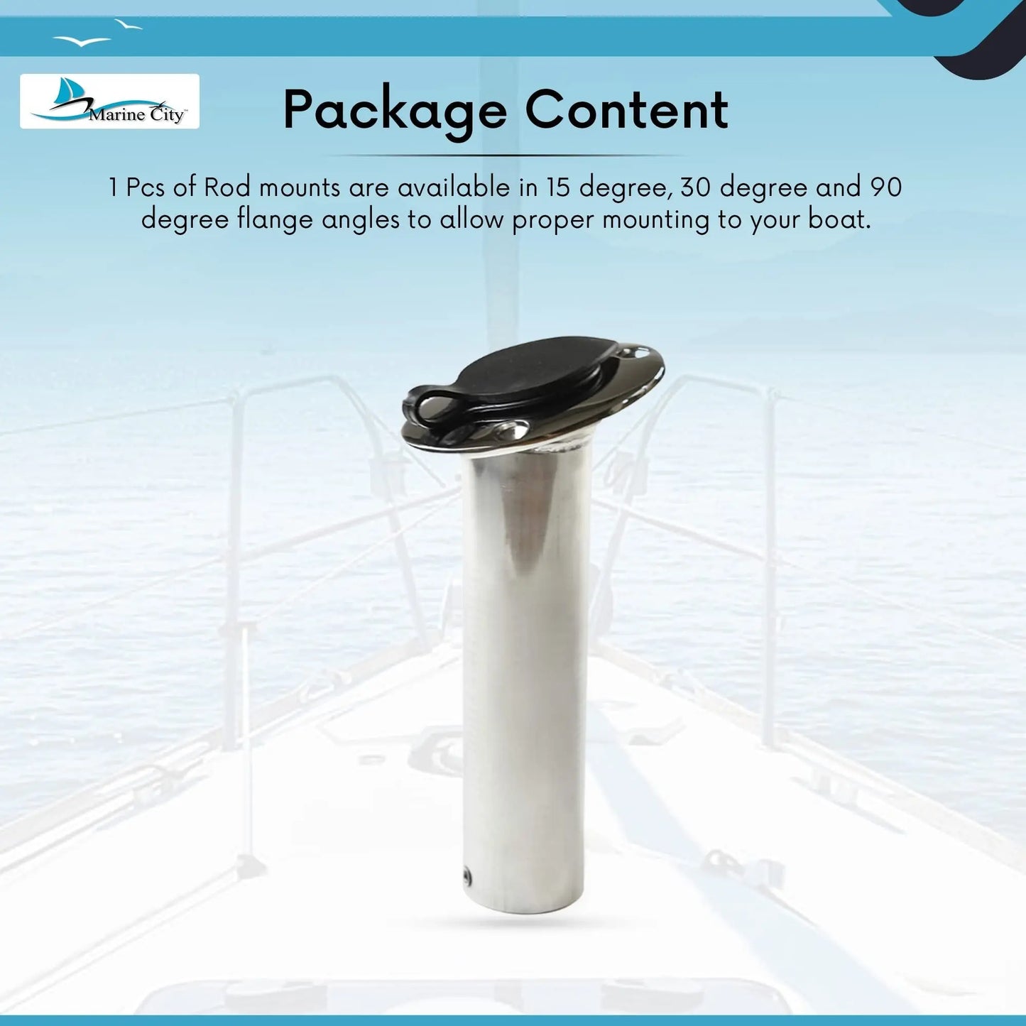 MARINE CITY Flush Mount Fishing Rod Holder – Stainless Steel, 90° Flange Marine City