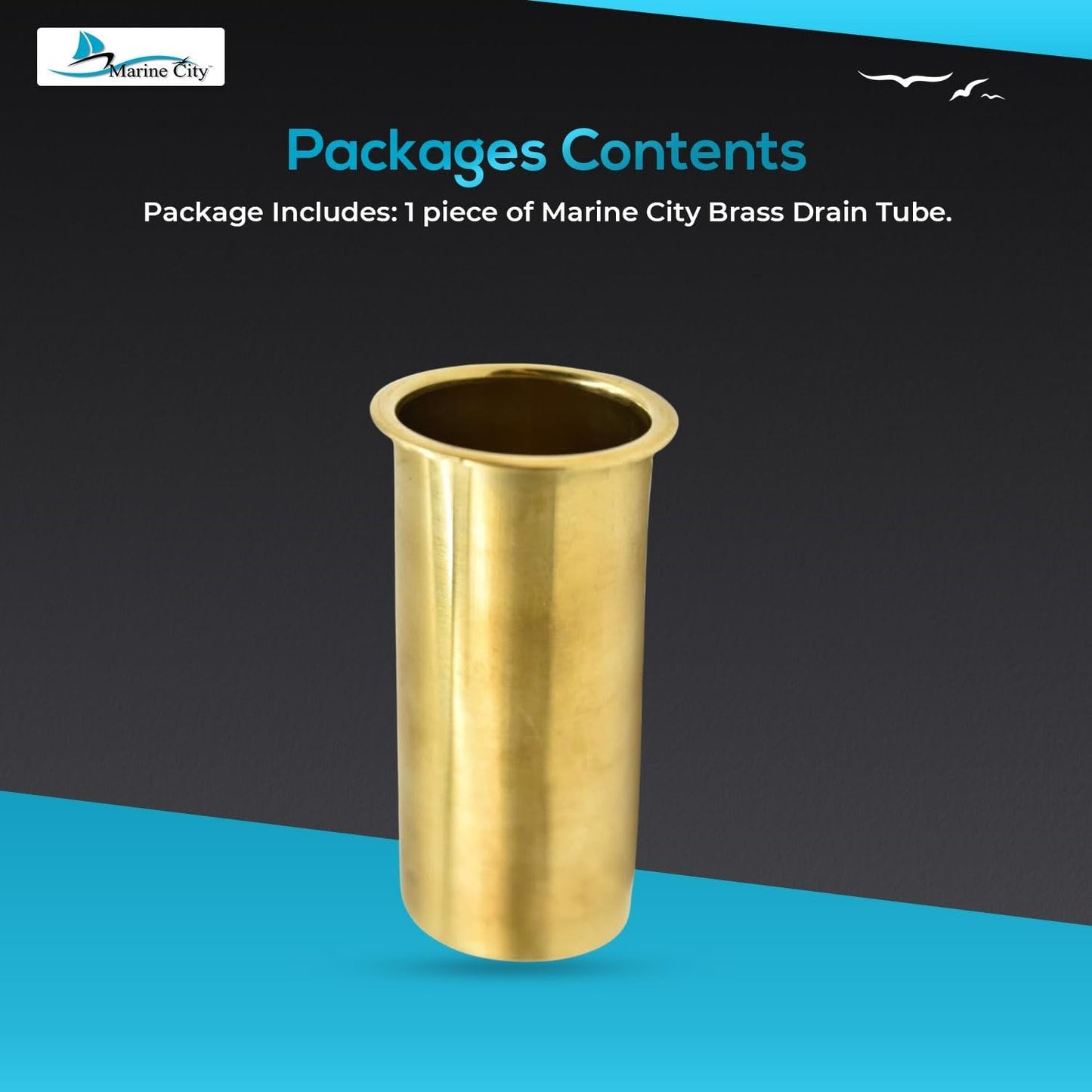 Marine City Brass Drain Tube – Corrosion-Resistant, Smooth & Functional, 3” x 1” Marine City Hardware