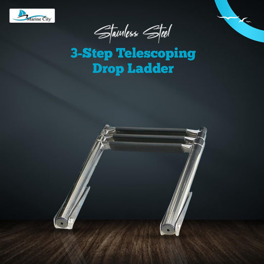 MARINE CITY 3-Step Telescoping Drop Ladder 304 Stainless Steel, 400 lbs Capacity