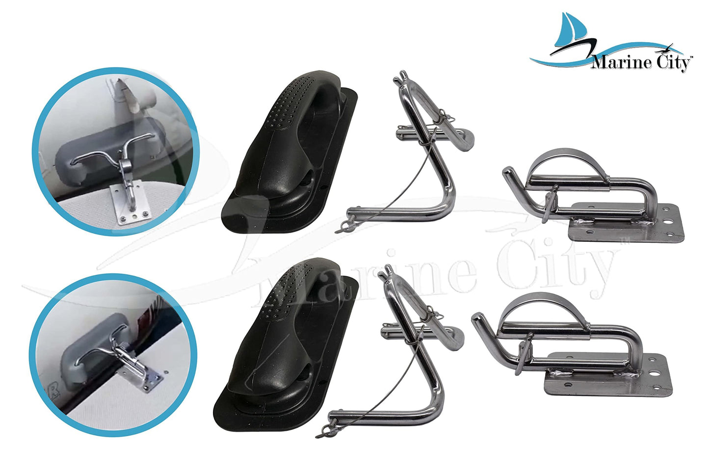 MARINE CITY Quick Release Snap Davits Set – 304 Stainless Steel (Pack of 2)