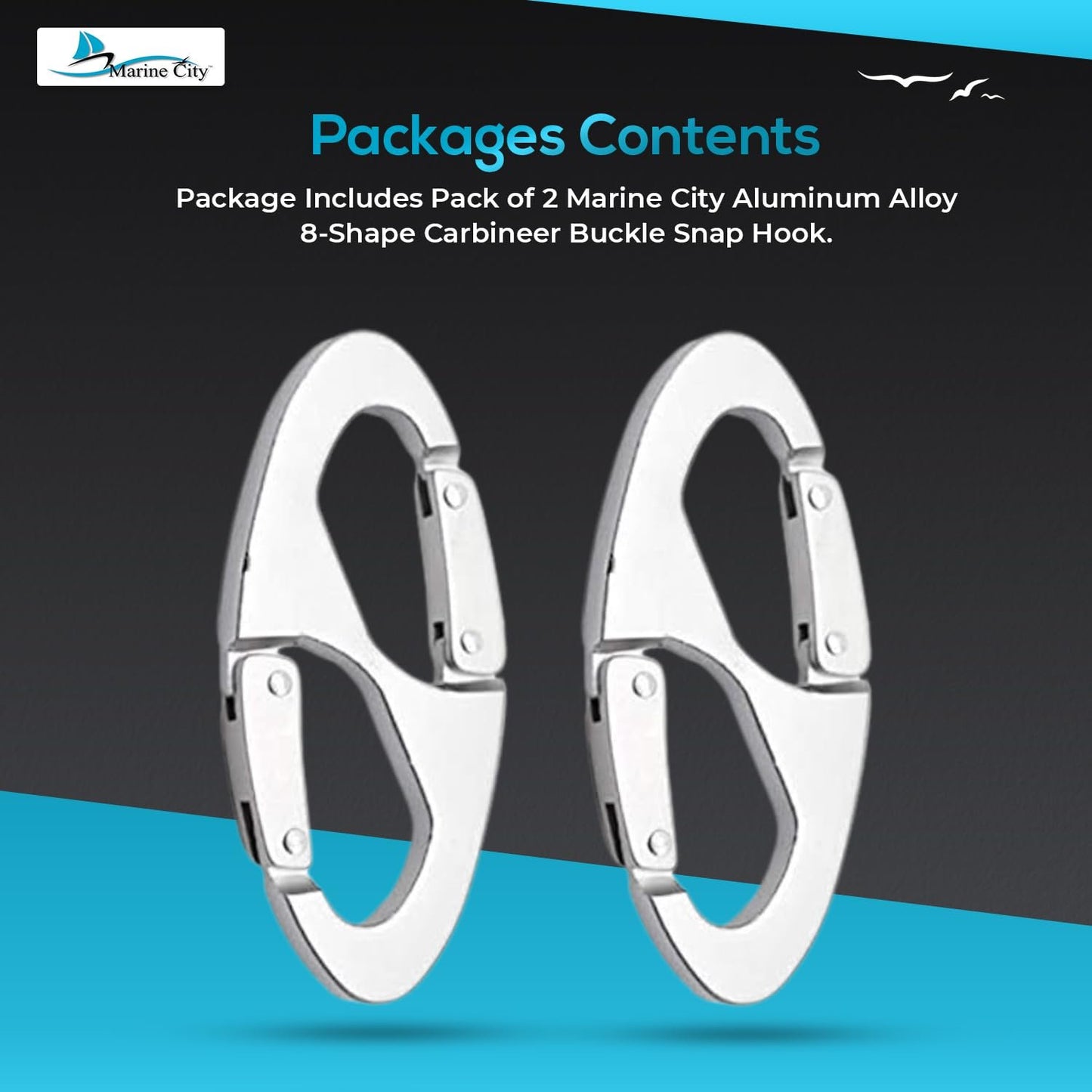 Marine City 8-Shape Carabiner Snap Hook – Aluminum Alloy for Bags (Pack of 2)