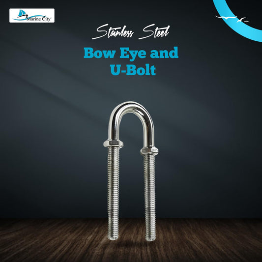 Marine City Stern Stock Bow Eye U-Bolt – 3/8” Stainless Steel, 4-1/2” Length