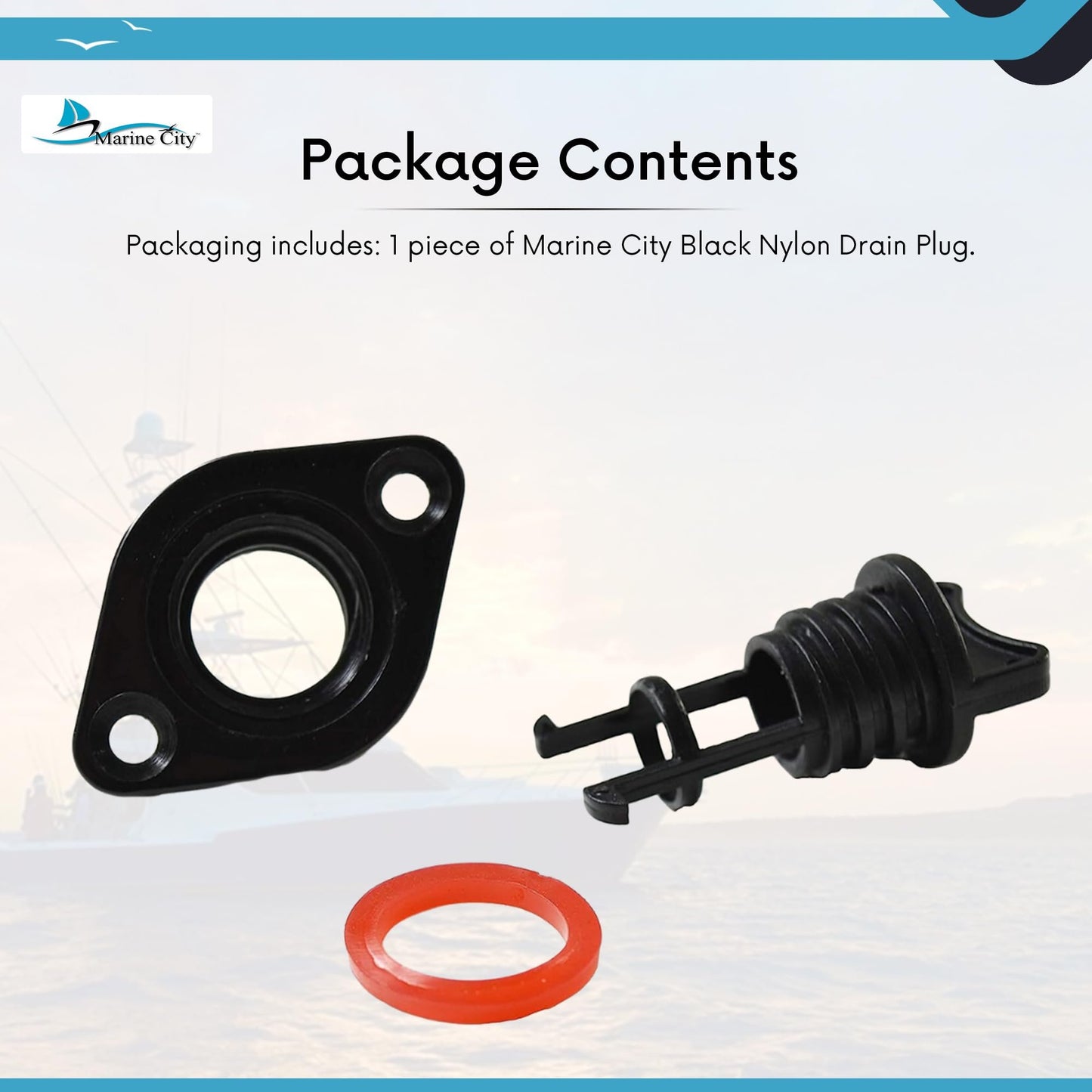 Marine City Black Nylon Drain Plug – 3/4 Inches Durable, Water-Resistant