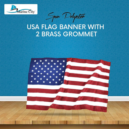 Marine City American Flag for Boats – 15 x 25 Inches Polyester, Wind-Resistant MARINE CITY