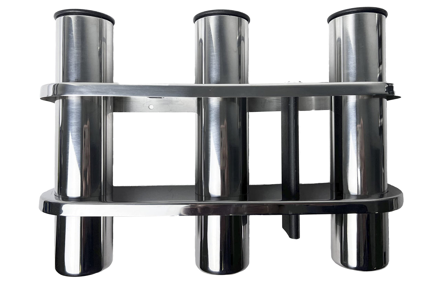 MARINE CITY 3-Tube Fishing Rod Storage Rack, 304 Grade Stainless Steel with Black Nylon Liner, for Boats, Yachts & Marine Use