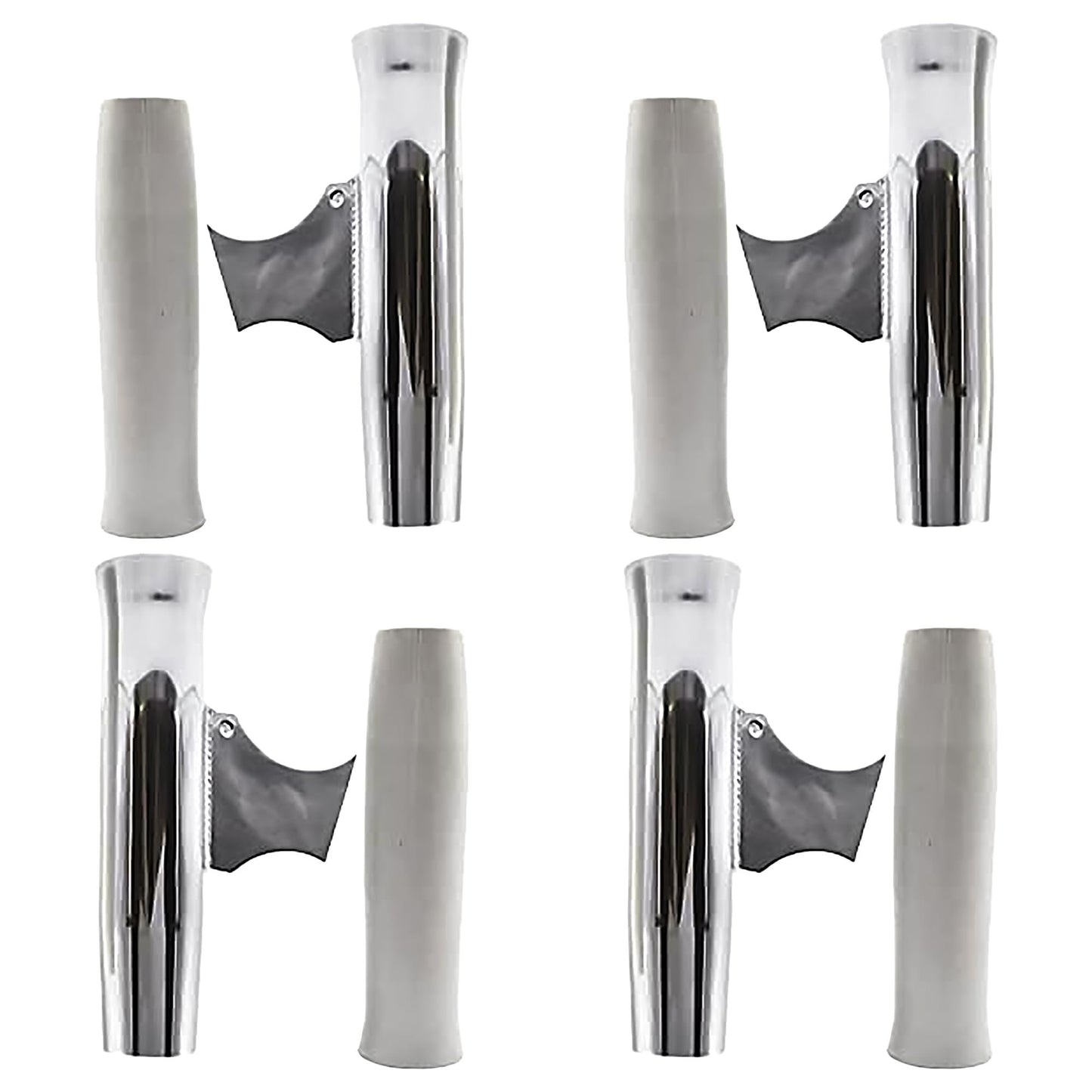 Marine City Soporte para caña de pescar con inserto de vinilo blanco soldado acampanado de aluminio L: 10" de diámetro: 1-7/8" (paquete de 4)