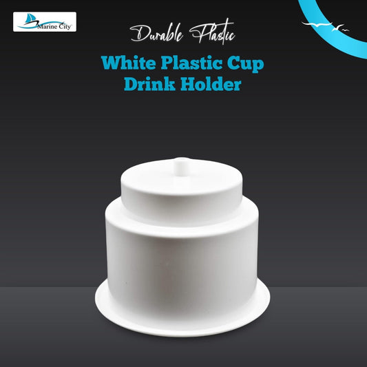 Marine City ABS White Plastic Cup Holder with Center Drain – Flush Mount Holder Marine City