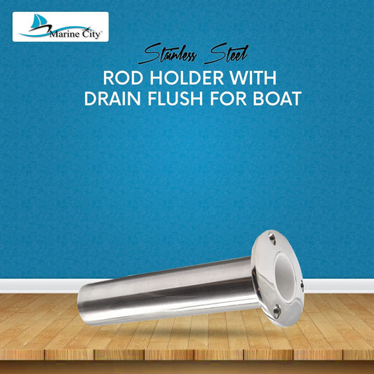 Marine City Stainless Steel Flush-Mount Fishing Rod Holder with Drain (2 Pcs) Marine City