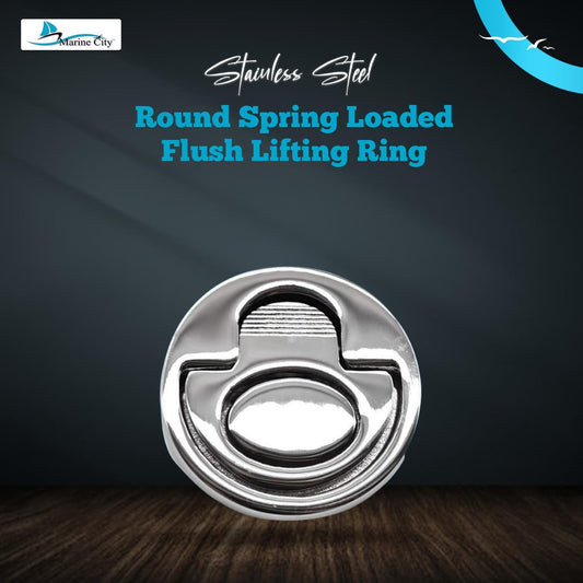 Marine City 316 Stainless Steel Round Spring-Loaded Flush Lifting Ring (2 Pcs) Marine City Hardware