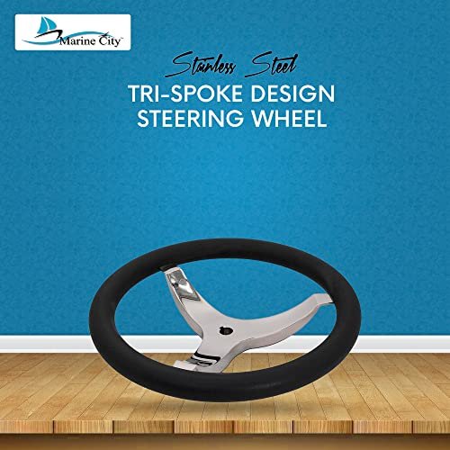 MARINE CITY 3-Spoke Steering Wheel 13-1/2” 316 Stainless Steel with PU Foam Grip