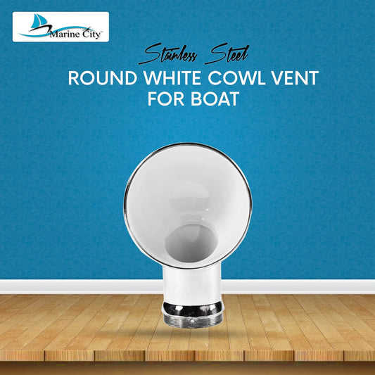 Marine City 4-Inch Round White Cowl Vent 304 Stainless Steel Corrosion-Resistant