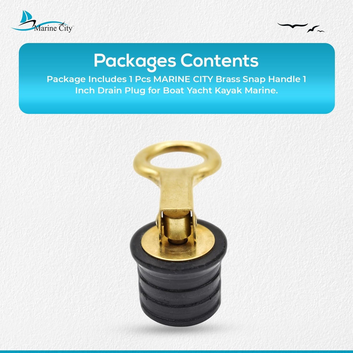 Marine City 1-Inch Brass Snap Handle Drain Plug – Durable, Corrosion-Resistant