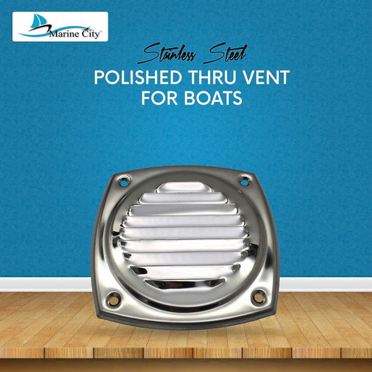 Marine City 4" Thru Louvered Vent, 304 Stainless Steel, Rust-Resistant, Polished Marine City