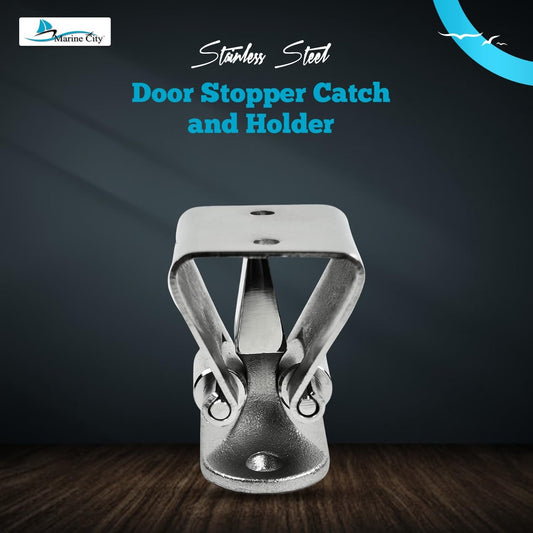 Marine City Stainless Steel Door Stopper Catch & Holder Heavy-Duty 1-1/2” Height Marine City