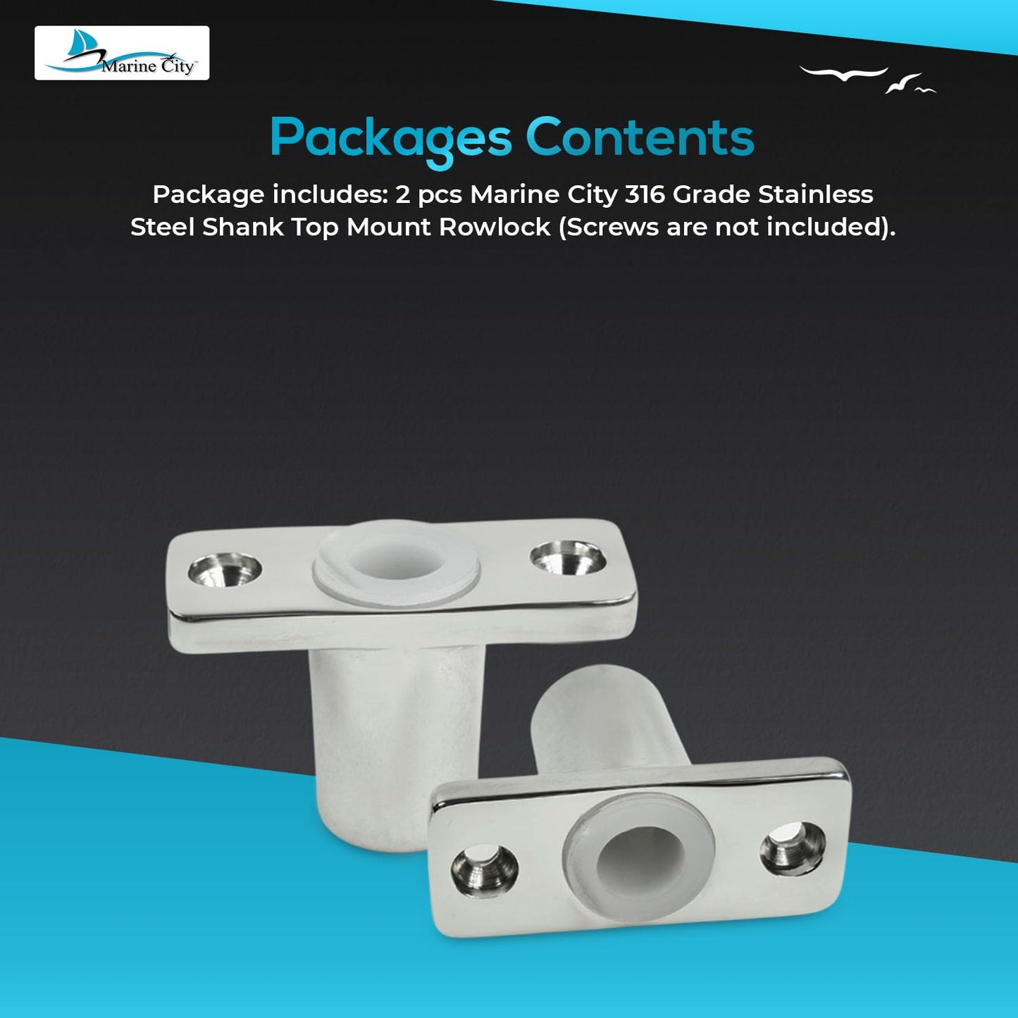 Marine City Boat Accessories Oarlock Sockets Boat Oarlock Mounts (Pack of 2) Marine City Hardware