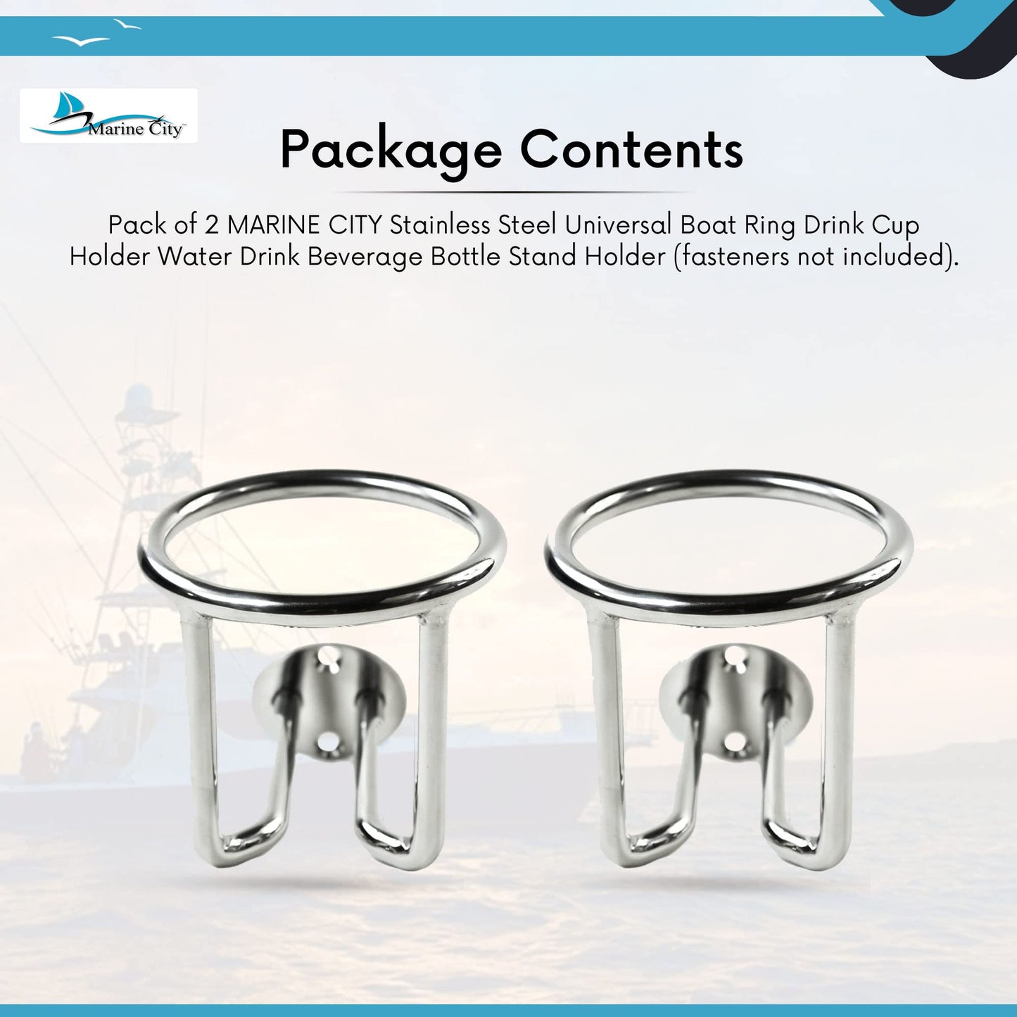 Marine City Universal de Acero Inoxidable para Anillo de Barco Portavasos para Bebidas/Bebidas de Agua Soporte para Botellas de Bebidas para Barcos Marinos Yates y Camiones
