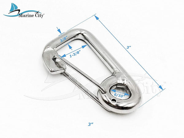Marine City 316 Stainless Steel Carabiner Spring Snap Hook Boat (A