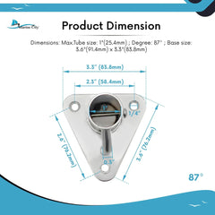 MARINE CITY 316 Stamped Stainless-Steel Heavy-Duty Stanchion Socket 87° - Image #5