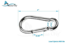 Marine City 316 Stainless-Steel 4” Carabiners/Clip Snap Hook for Climbing, Fishing, Hiking (2pcs) - Image #2