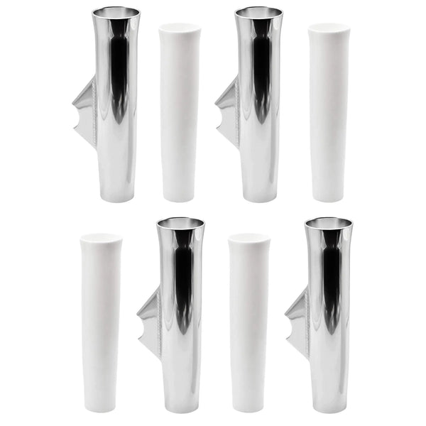 Marine City Aluminum Flared Weld-On White Vinyl Insert Fishing Rod Holder L: 10" Dia.:1-7/8” (4pcs) - Image #1