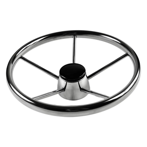 Marine City Stainless-Steel 25 Degree 13-1/2” or 15-1/2” Dia. 5 Spokes Steering Wheel for Boat, Yacht (Dia.: 13-1/2”) - Image #1