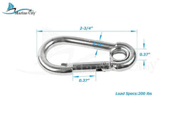 Marine City 316 Stainless-Steel 2-3/4” Carabiners/Clip Snap Hook with Ring for Climbing, Fishing, Hiking (4pcs) - Image #2