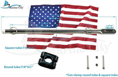 MARINE CITY Stainless Steel Flag Pole for Boat Yacht, and 12 Inches X 18 Inches US Flag,Cooperate with 7/8 Inches to 1 Inches Tube. - Image #3