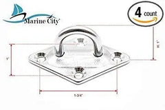 Marine City Great Strong Diamond Stainless Steel Pad Eye (2-3/8” ×1-1/2”) (4pcs) - Image #1
