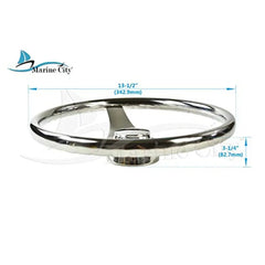 Marine City 3 Spoke Marine Grade Stainless-Steel 13-1/2 inches Steering Wheel for Boat Yacht - Image #3