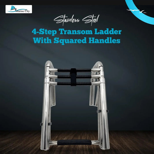 Marine City 4-Step Stainless Steel Transom Ladder – Ladder with Wide Steps MARINE CITY