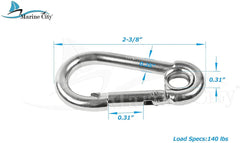 MARINE CITY 316 Stainless-Steel 2-3/8” Carabiners/Clip Snap Hook with Ring for Climbing, Fishing, Hiking - Image #3