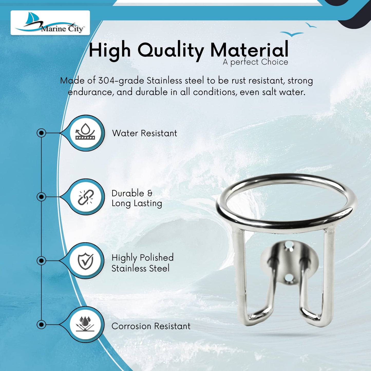 Marine City Universal de Acero Inoxidable para Anillo de Barco Portavasos para Bebidas/Bebidas de Agua Soporte para Botellas de Bebidas para Barcos Marinos Yates y Camiones