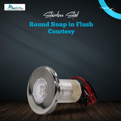 Marine City Luz LED redonda de 1-1/2 pulgadas a presión, impermeable, color blanco, luz de cortesía para PC, para barcos, yates, accesorios marinos
