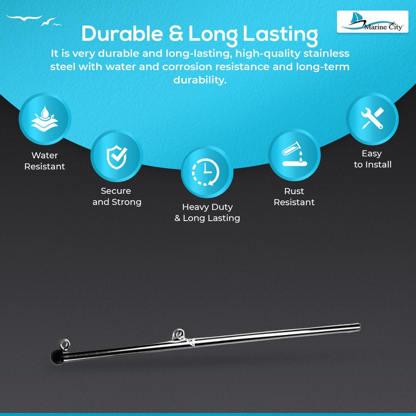 Marine City Boat Accessories Rail Mount Flag Pole Holder West Marine Flag Pole MARINE CITY