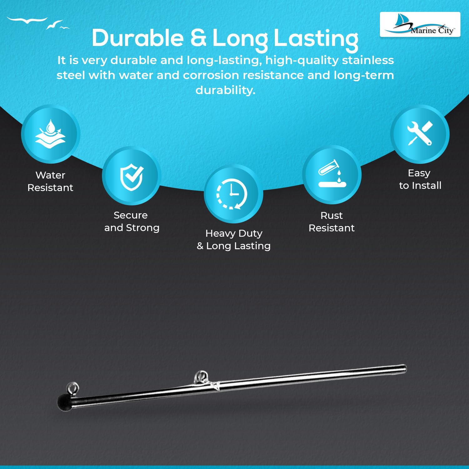 Marine City Boat Accessories Rail Mount Flag Pole Holder West Marine Flag Pole MARINE CITY