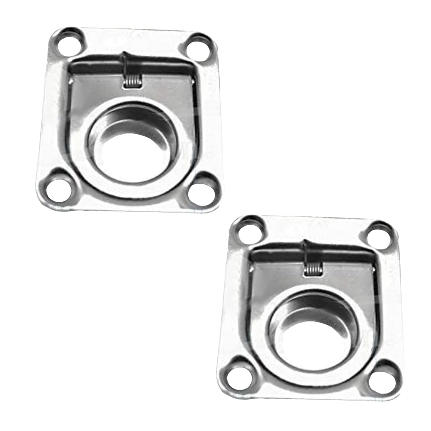 Marine City Anillo de elevación rectangular empotrado con resorte de acero inoxidable de 1-3/4" × 1-1/2" × 3/8" para escotilla de barco (1 unidad) 