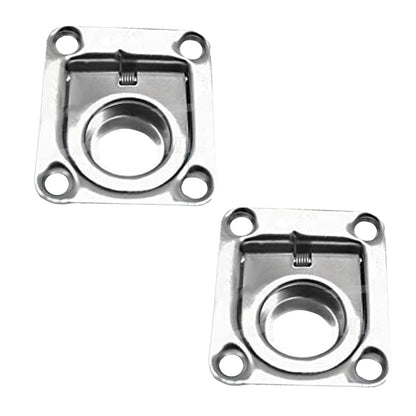 Marine City Anillo de elevación rectangular empotrado con resorte de acero inoxidable de 1-3/4" × 1-1/2" × 3/8" para escotilla de barco (1 unidad) 